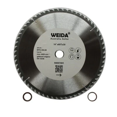 2x Circular Saw Blade 350mm 60T Wood Cutting Disc 14” TCT 30/25.4/22.3mm Kerf3.5