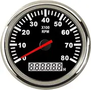 ZFGVGNMTYA 8K Boat Tachometer Marine Tacho Meter Gauge LCD Hour Meter 8000 RPM 85mm Car Tachometer Diesel Engine RPM Gauge 12V/24V Car Tachometer(8000 RPM BS)