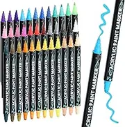 Geepen Drawing Markers Set 36 Vibrant Colours, Acrylic Paint Marker Dual Tip Art Markers with Fine and Broad Tips Waterbased Markers for Artists, Students Lettering Journal Writing Calligraphy