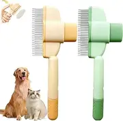 ﻿Pet Hair Removal Comb, Pet Flea Comb Grooming Brush, Cat Brushes for Indoor Cats with Release Button, Portable Cat Brush Combs, Deshedding Brush for Pet (2pcs)