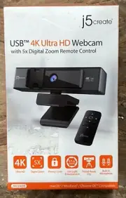 j5create USB™ 4K ULTRA HD 5x Digital Zoom Webcam with Remote Control (A2)