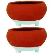 2x Maine & Crawford Anis 16cm Clay Planter w/ Feet No Holes Plant Pot Terracotta