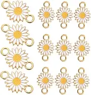 [JEWEDECO] Alloy Jewelry Sunflower Charms Plants Decor Connector Charms Pendants DIY Bracelet Ornaments Sunflower Charm Bracelet Shape Charm Pendant Pink