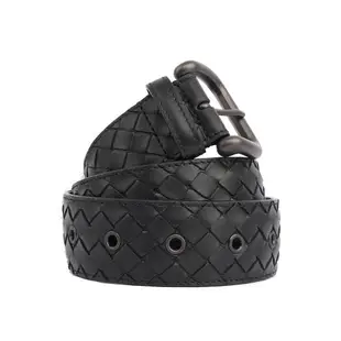 BOTTEGA VENETA 牛皮編織皮帶 寬4cm(黑色) 173784 V4650 1000