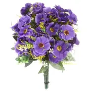 Artificial Flowers 12 Bundles, Purple Fake Hydrangea Plants for Outdoor