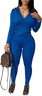 [CLOCOR] Two Piece Outfits for Women Long Sleeve Workout Sets Casual Hoodie Tracksuits Bodycon Jogger Sweat Suit with Pocket