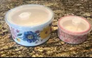 Pioneer Woman Brilliant Blooms Serving Bowls 2 Bowls With Lids Nesting