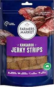 Farmer's Market Kangaroo Jerky Strips Adult Dog Treats 165g - Made with Real Australian Meat for a Tasty & Nutritious Treat, Enriched with Omega 3 for Joint Health