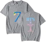 [Flyself] Girls MAP of The Soul 7 Tshirt Summer Short Sleeve Casual Tee Shirt Blouse Tops Suga Jin Jimin Jung Kook J-Hope Rap-Monster V Grey