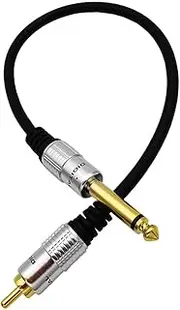 Traovien 6.35mm to RCA, RCA to 1/4 Mono TS Cable, Gold Plated 6.35mm Mono Male to RCA Male Audio Interconnect Cable 1Feet/30cm