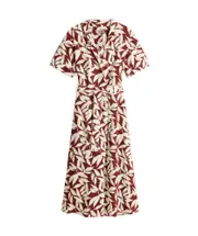 Woolrich Short Sleeved Printed Midi Dress XL Red Leaf