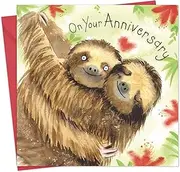 Twizler Happy Anniversary Card with Sloths - Anniversary Card For Her - Anniversary Card For Him - Anniversary Card For Couple - Anniversary Card Wife - Anniversary Card Husband