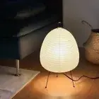 Creative Rice Paper Lantern Tricolor Dimming Tripod Floor Lamp Reading Desk