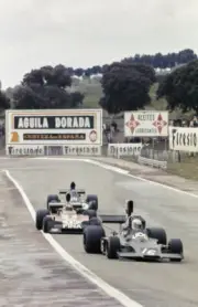 Brian Redman Shadow DN3 Ford leads Carlos Pace Surtees TS16 Ford a- Old Photo