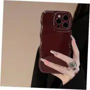 Phone Case Case,Simple Wave Design Wavy Frame Soft for iPhone 12 Wine Red