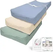 Primlect Muslin Changing Pad Cover for Boys Girls 100% Cotton Fitted Baby Diaper Changing Table 3 Pack Soft and Breathable for Standard Changing Table Topper 32"x16"
