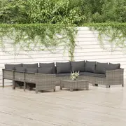 10 Piece Garden Lounge Set with Cushions Grey Poly Rattan vidaXL
