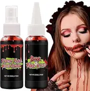 Fake Halloween Blood, Halloween Blood Makeup, Washable Scary Face Paint for Cosplay, Dress Up, Clothes, Vampire & Zombie Costumes, Halloween Fake Blood 2 Piece Halloween Fake Blood*2 Piece