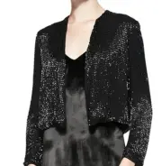 Alice + Olivia Kevin Embellished Silk Blazer Jacket Black Size 0 $597 NWOT