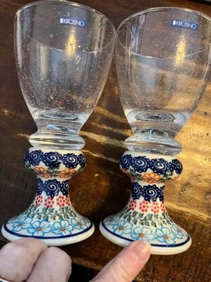 Unikat Flower Shower 10 oz wine goblets - set of 2 - NEW -Free Shipping