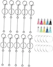 10 Sets DIY Acrylic Keychain Set for Crafting Includes Keyrings Tassels Sublimation Blanks for Handmade Personalization and Creative Projects