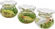 Yardwe 3Pcs Miniature Glass Fish Tanks Decorative Koi Fish Bowl Models for Home Office Mini House Decor Party Favors for Mini Garden Landscaping Accessories Random Color