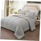 Twin Comforter Set - Bed Twin/Twin XL (5-Piece) 09 - Grey & White Reversible