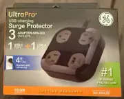GE ultra pro usb charging surge protector 4ft 3 outlets 1 usb-c 1 usb-a NEW