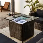 30" Outdoor Propane Fire Pit Table w/ Lid & Cover
