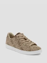 GUESS Women's Brown Logo Rosalia Low Top Sneakers Size: 7, Synthetic