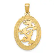 14k Yellow Gold Chinese Happiness Symbol in Oval Frame Pendant