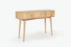 HARLAN ART DECO SOLID MANGO TIMBER CONSOLE TABLE HALL TABLE 2-DAWERS NATURAL