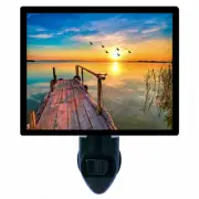 Sunset Decorative Photo Night Light, Lake with Birds, Dock, Pier