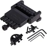 Veulrn 1 Set 6 String Saddle Headless Guitar Bridge Tailpiece Black for Electric Guitar Parts Replacement