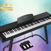 Electronic Keyboard 88 Keys Portable Digital Piano Microphone Input Stand Black
