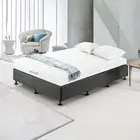 Palermo Queen Ensemble Bed Base Frame Platinum Graphite Linen Fabric