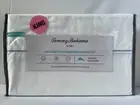 TOMMY BAHAMA WHITE King Satin Stitch Embroidered 100% Cotton Percale Sheet Set,