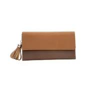 Elegant Tassel Coin Purse Women Splicing Pure Color Leather Wallet Card Bag