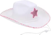 [FRCOLOR] 1Pc Pink Star Sequin Western Cowgirl Hat for Breathable Sun Block Hat for Outdoor Fun and