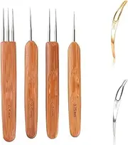 Chironal 6Pcs 0.5mm Wooden Handle Crochet Hooks Dreadlocks Crochet Hook Dreadlocks Tool (0.5mm)