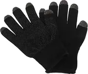 GRADENEVE 1 Pair Gaming Touch Screen Gloves Mobile Phone Gloves Portable Tools Cup Lids Full Finger Gloves Ring Pin Ear Headband Warmth Controller Spandex Black
