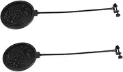 DRESSOOS 2 pcs Microphone Windscreen Shield for Handheld Microphones Durable Pop Filter Cover with Stabilizing Arm Clip Saliva Protection Easy to Install Classic Design for Various
