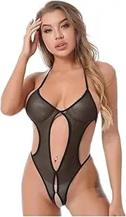 [GRRKDFQ] Women'S Bustiers & Corsets Open Crotch See-Through Catsuit Lingerie