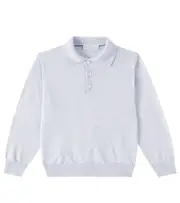 [Brunello Cucinelli Kids] Brunello Cucinelli Kids Cashmere, silk, and linen polo sweater Y 12 blue
