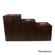 Handmade Wooden Tea Light Candle Holder Set Of 3 Rustic Cabin Decor Gift Set