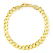 10K Yellow Gold Solid Mens/Women 7mm Cuban Curb Chain Link Bracelet 7.5"