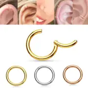 PAIR 18G GOLD Hinged Steel Septum Clicker Nose Ring Segment Daith Seamless Hoops