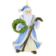 Roman 5.00in Blue Santa, Polyresin, Staff Wreath Tree Book