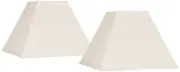 Set of 2 Square Lamp Shades Beige Large 7x17x13 Spider with Harp and Finial