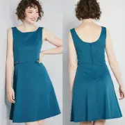 Modcloth Teal Sixties Signature A-Line Dress NEW Size XXS